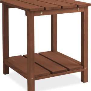 Casafield Adirondack Mesa auxiliar, mesa auxiliar de madera de cedro para exteriores con estante para patio, terraza, césped y jardín, color espresso Casafield Adirondack Mesa auxiliar, mesa auxiliar de madera de cedro para exteriores con estante para patio, terraza, césped y jardín, color espresso