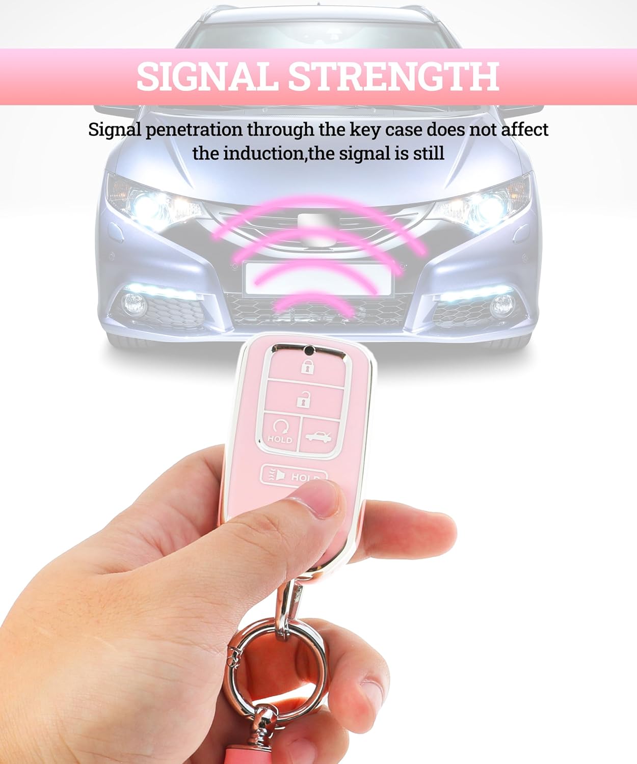 Zlirfy Funda para llavero de automóvil, accesorios de automóvil, protección de TPU suave, funda para llave con llavero para mujer, protección