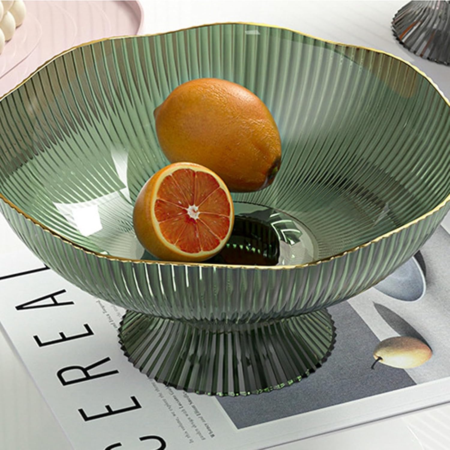 Zerodis Frutero decorativo con agujeros de drenaje, base desmontable, pedestal, frutero para mesa, encimera, cuencos decorativos de frutas para el
