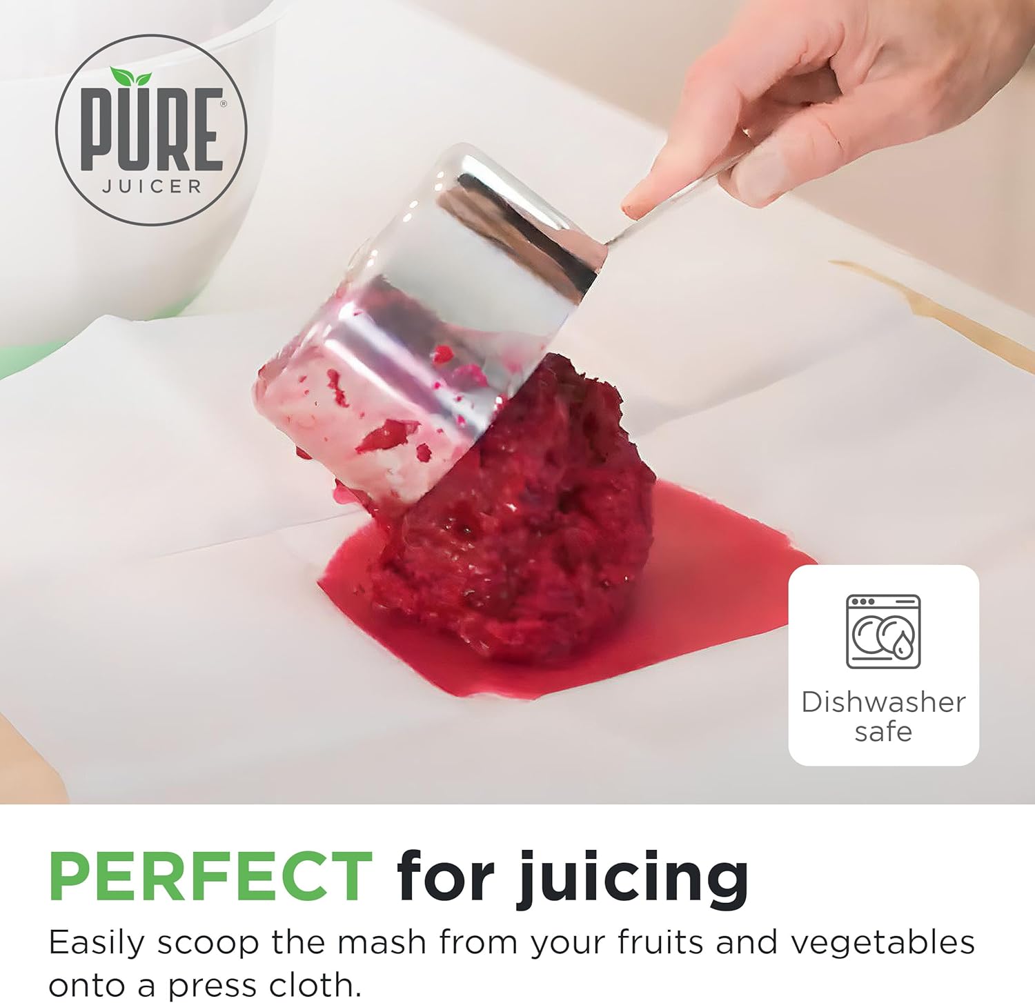 PURE Juicer Cuchara de taza  Taza medidora única de 1.5 tazas12.2 fl oz  Cuchara medidora de acero inoxidable