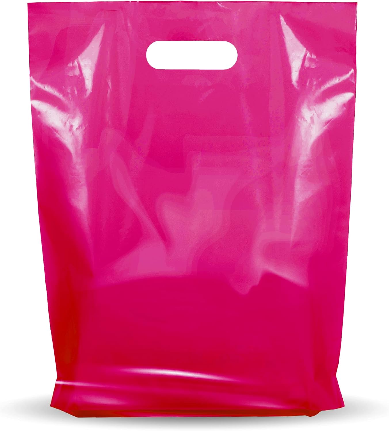 Paquete de 100 bolsas de plástico brillante para mercancías de 12 x 15 pulgadas de grosor de 12 x 15 pulgadas de grosor, asas troqueladas, perfectas