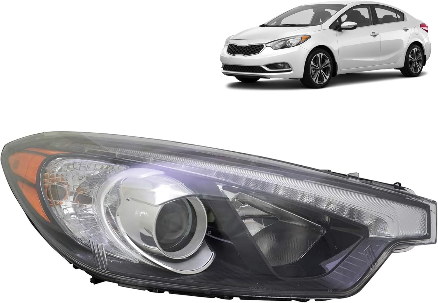 ALLIGATOR AUTO LIGHTS Repuesto para Kia ForteForte5Forte Koup EX 2015-2016 Conjunto de faros halógenos con bombillas derechalado del pasajero