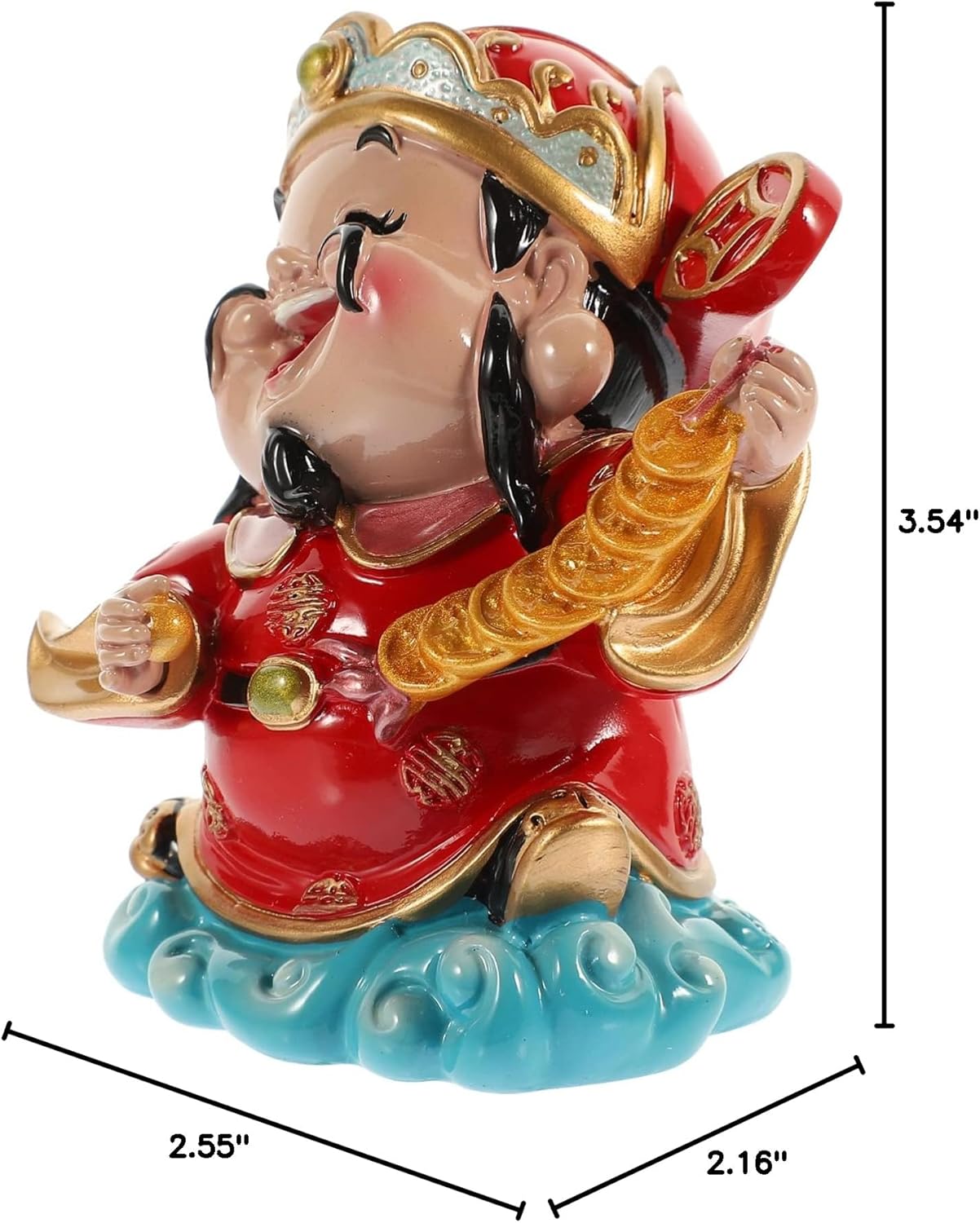 BESPORTBLE CAI Shen – Estatua de Feng Shui, dios de la riqueza, 2.5 x 3.5 pulgadas, adornos de resina de la suerte de Zhaocai para sala de estar,