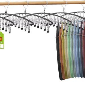 Organizador de leggings para armario, perchas de metal para pantalones con revestimiento de goma con clips para sujetar leggings, jeans, faldas, Organizador de leggings para armario, perchas de metal para pantalones con revestimiento de goma con clips para sujetar leggings, jeans, faldas,