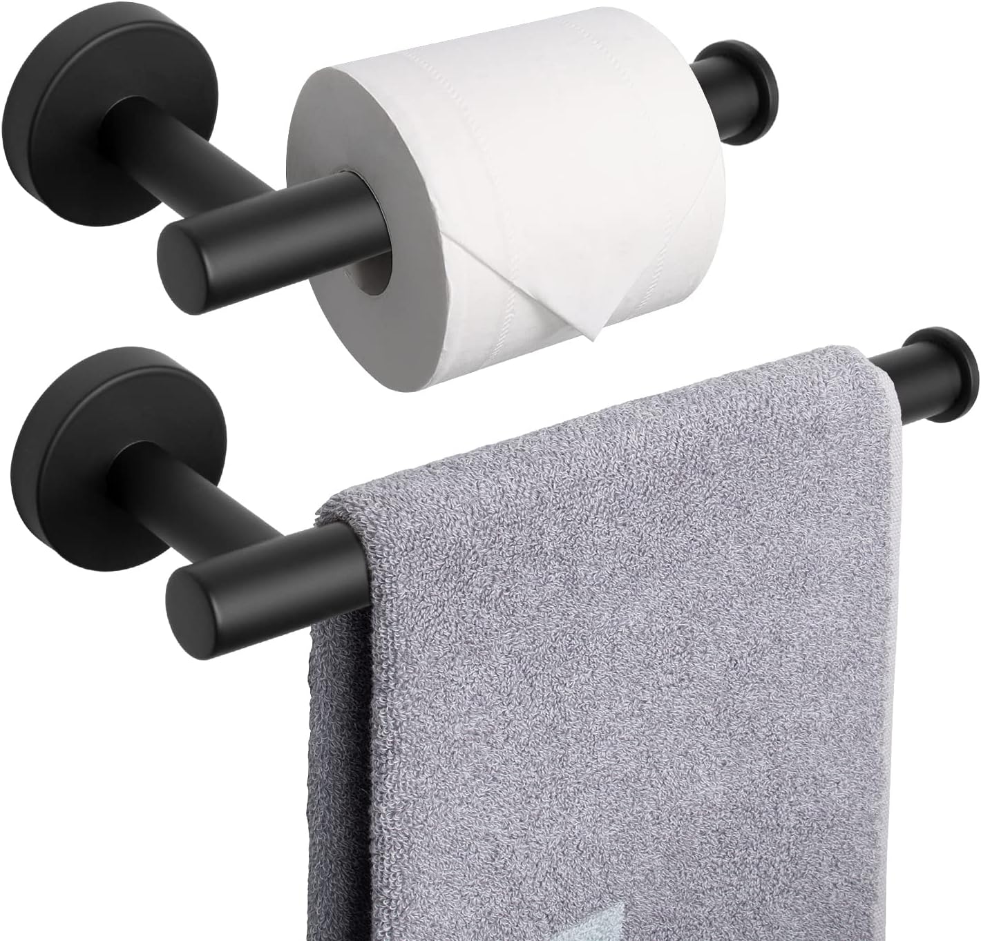 NearMoon Soporte para papel higiénico de baño + toallero de mano, juego de 2 piezas de accesorios de baño, soporte para rollo de papel higiénico de