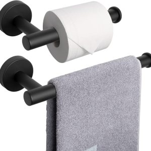 NearMoon Soporte para papel higiénico de baño + toallero de mano, juego de 2 piezas de accesorios de baño, soporte para rollo de papel higiénico de NearMoon Soporte para papel higiénico de baño + toallero de mano, juego de 2 piezas de accesorios de baño, soporte para rollo de papel higiénico de