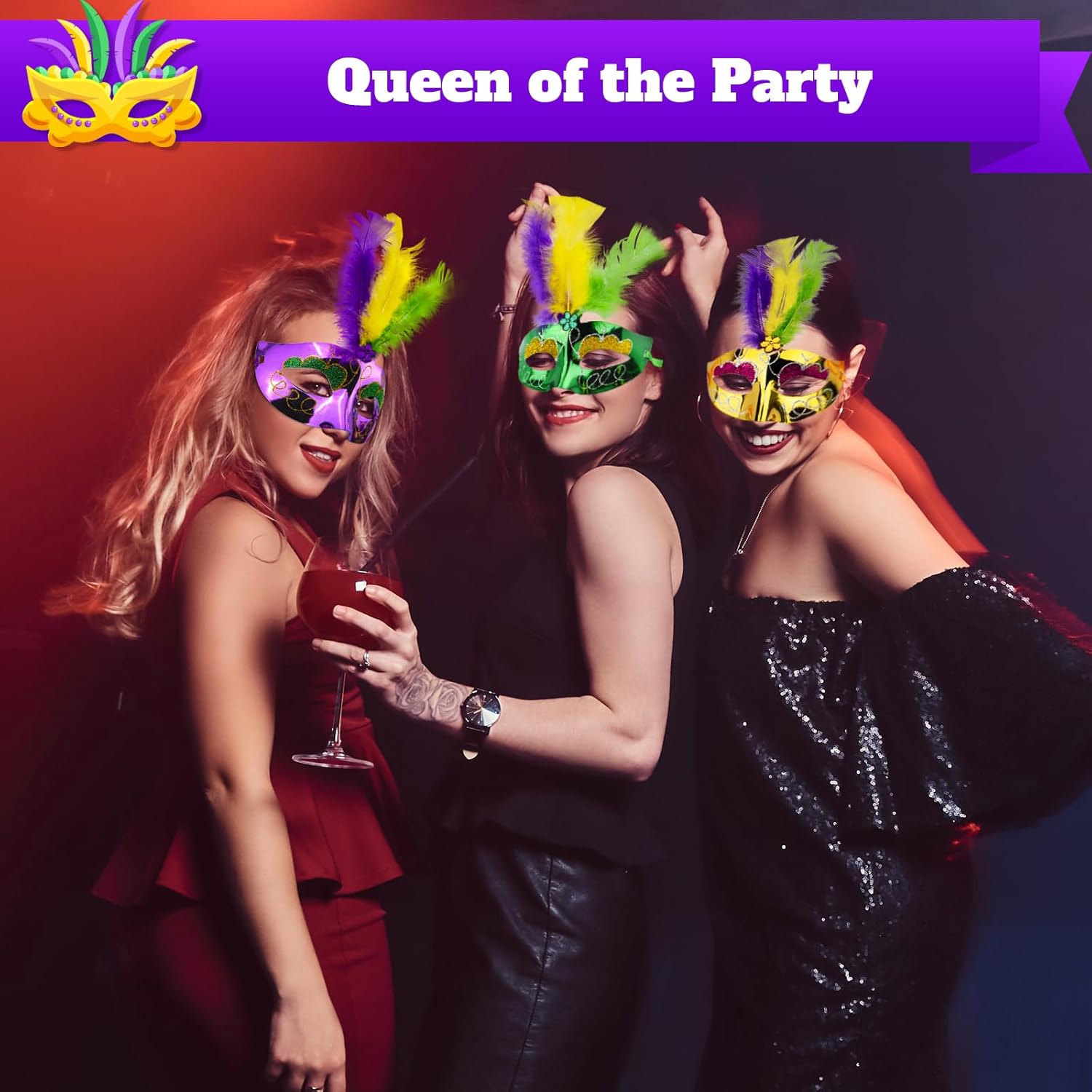 24 máscaras de Mardi Gras con plumas, máscaras para mujeres y hombres, accesorios de disfraz de Mardi Gras, suministros de recuerdos de fiesta de