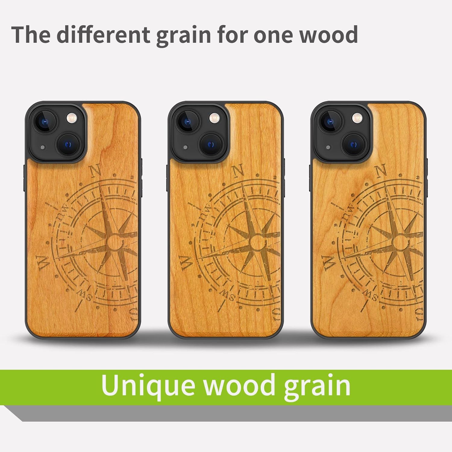 Carveit Funda magnética de madera para iPhone 13 Mini, madera real dura y TPU suave, funda protectora híbrida a prueba de golpes, funda de madera