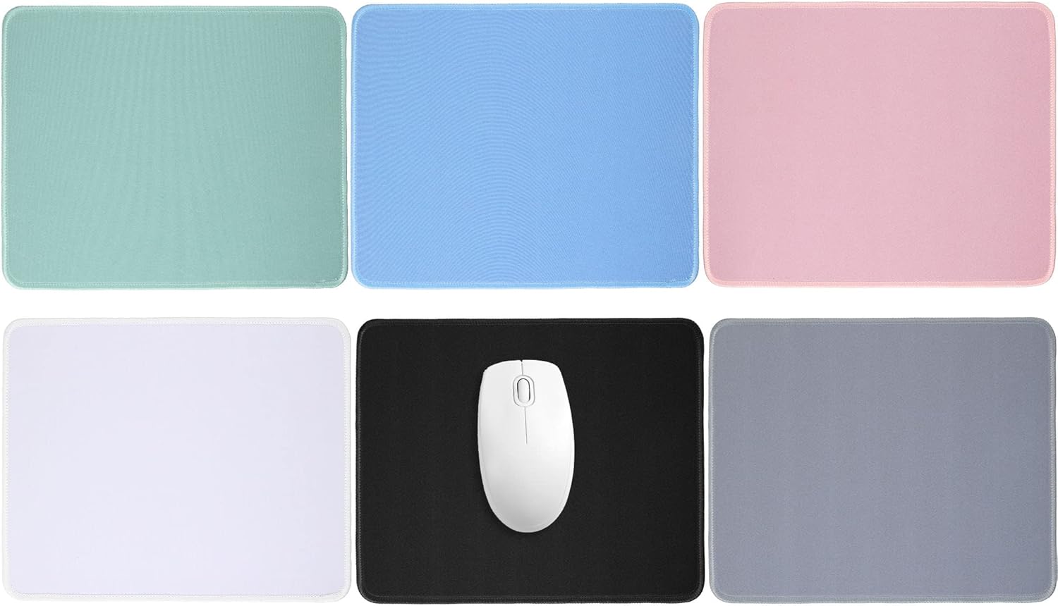 6 alfombrillas de mouse a granel de 0.118 pulgadas con base de goma antideslizante cosida impermeable, alfombrilla de mouse para computadora a