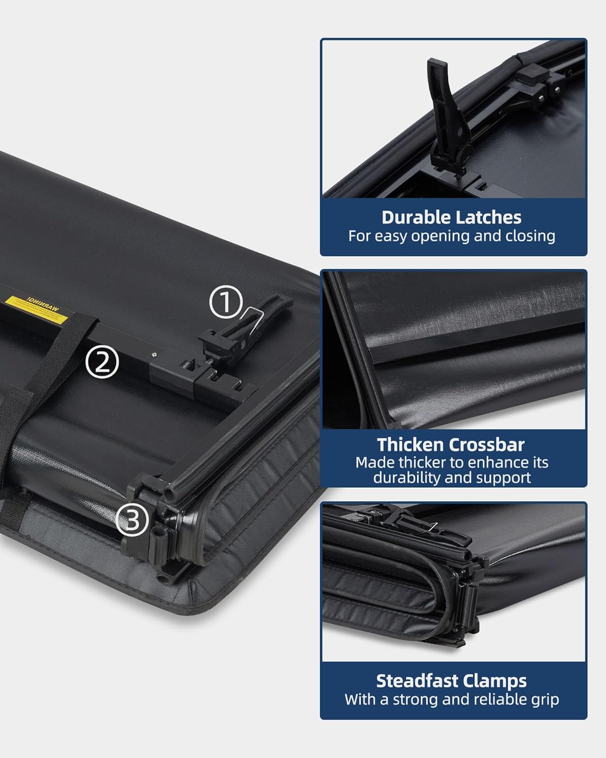 Cubierta Tonneau para caja de camioneta plegable cuádruple compatible con Ford F-150 2015-2023, cuatro fundas plegables para Ford F150 2015 2016