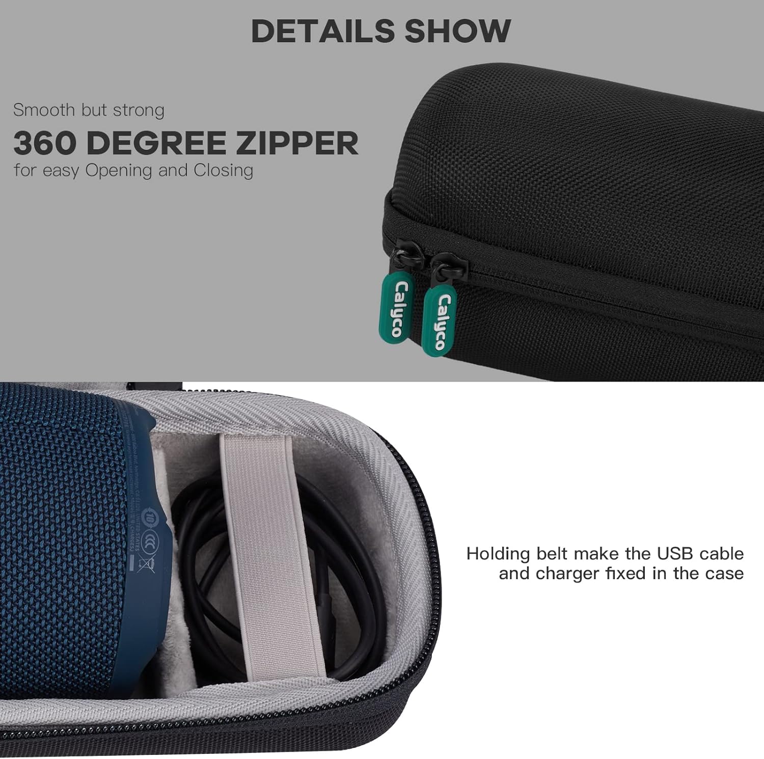 Funda rígida de viaje para JBL Charge 4  Charge 5 altavoz Bluetooth portátil impermeable con espacio de almacenamiento adicional para cable USB y