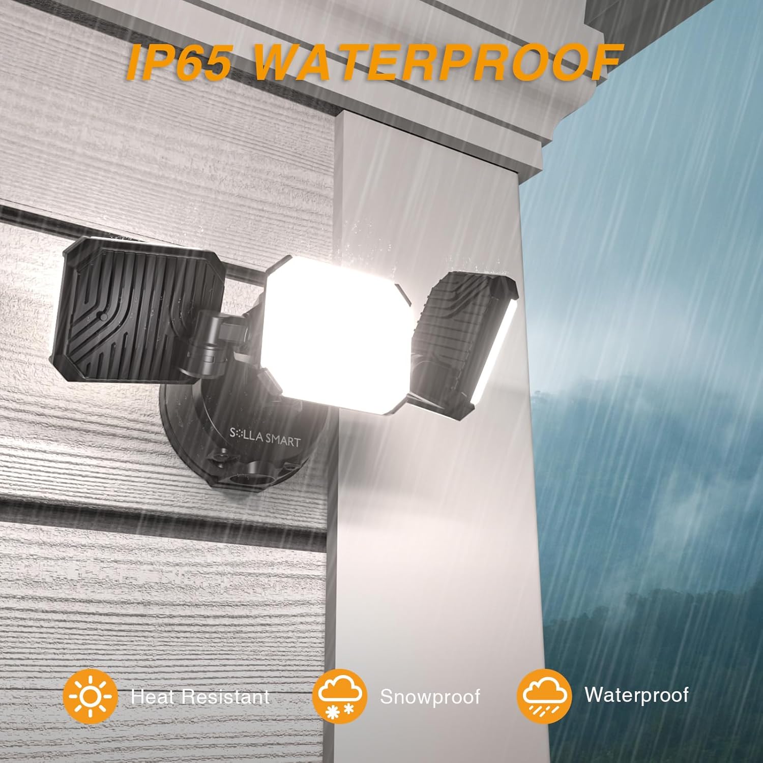 Luces de seguridad de 50 W del anochecer al amanecer al aire libre, reflector LED inteligente de 7000 lúmenes, control por aplicación, blanco 2700