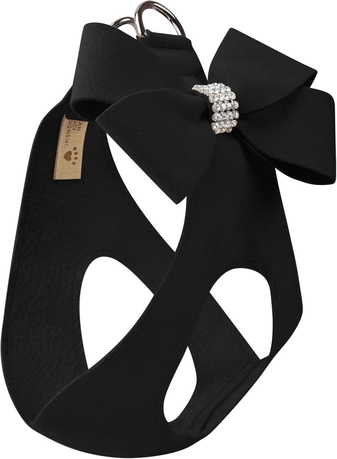 Susan Lanci Designs Premium Ultrasuede Nouveau – Arnés para perros y mascotas, color negro, SM
