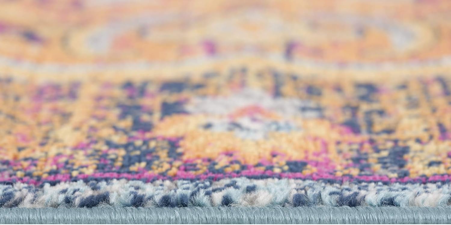 Savannah – Tapete moderno y bohemio para interiores, color azul óxido, para sala de estar, dormitorio y cocina, 2 x 5 pies (2 pies 3 pulgadas x 4