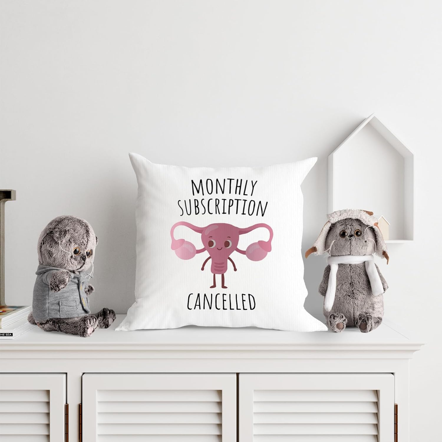 Funda de almohada con suscripción mensual de histerectomía cancelada, 18 x 18 pulgadas, histerectomía para mujeres, funda de cojín decorativa,