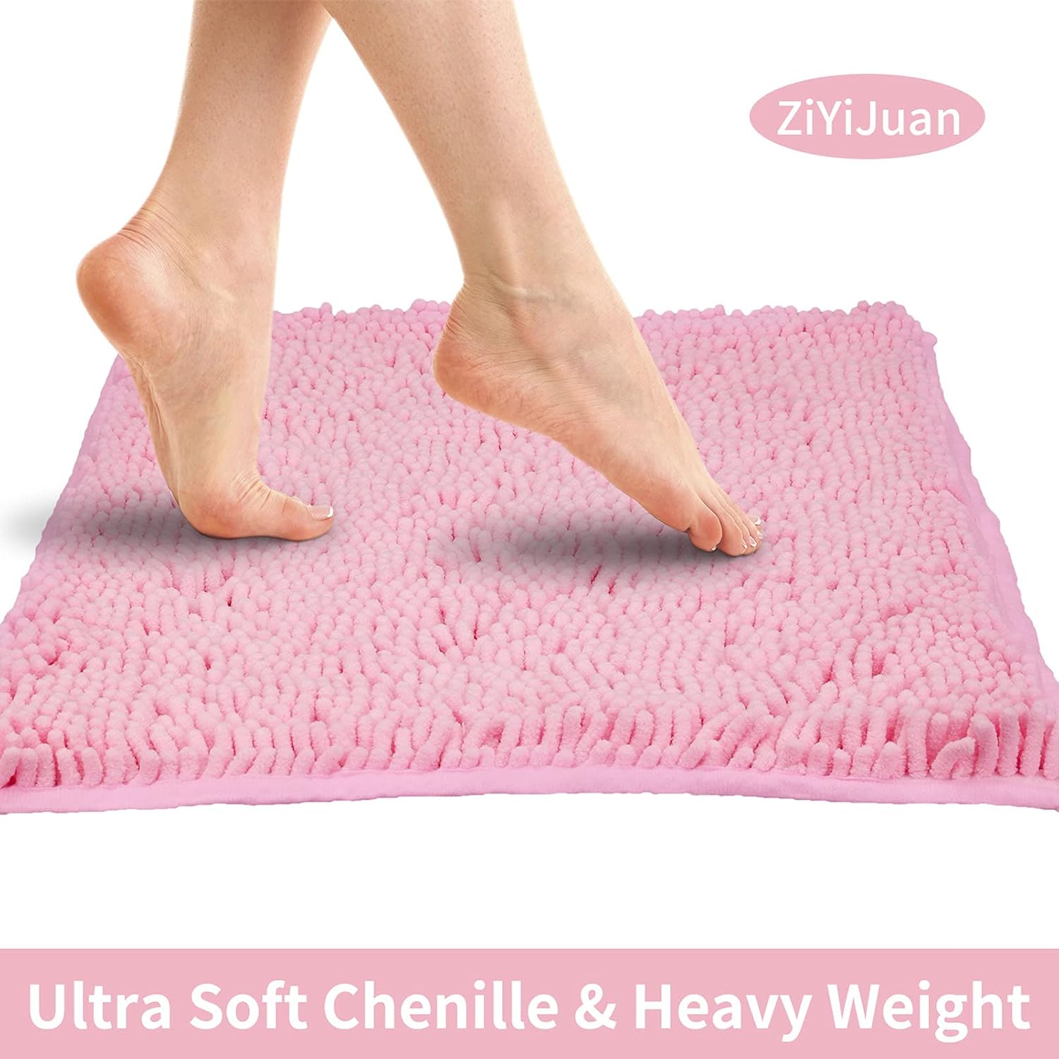ZiYiJuan Tapetes para baño, tapetes de baño de felpilla de lujo súper absorbentes, duraderos, suaves, antideslizantes, lavables para bañera, ducha,