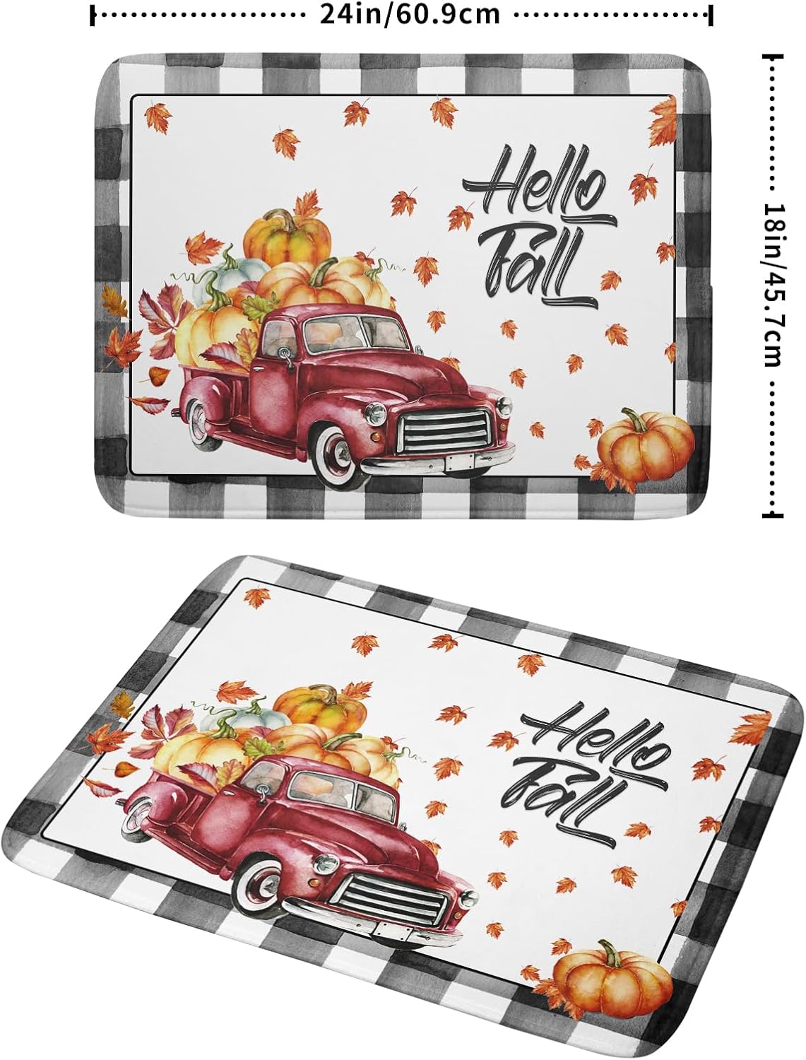 Tapete de secado de platos de calabaza Hello Fall para decoración de encimera de cocina, 18 x 24 pulgadas, tapete de secado de platos reversible de