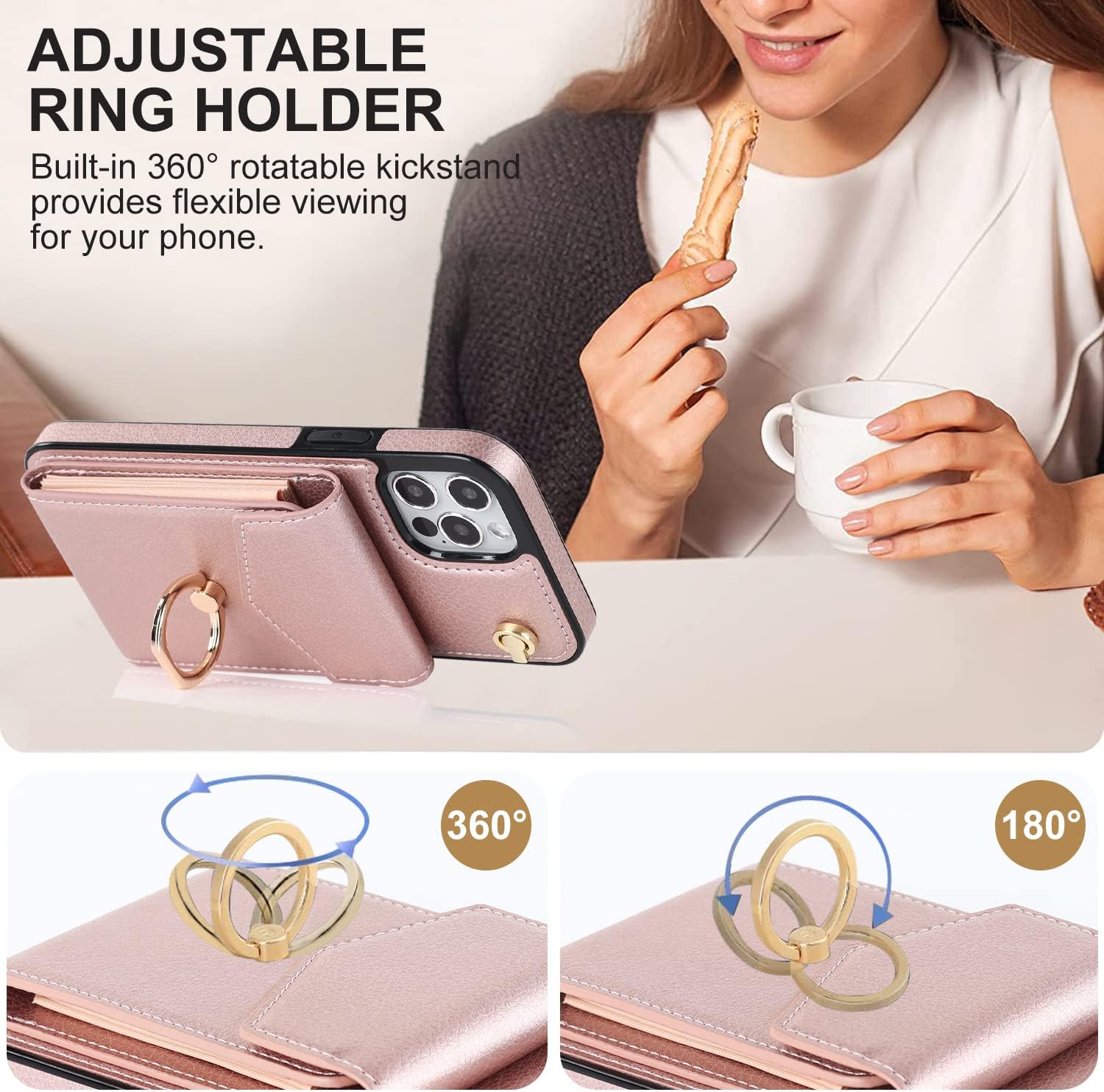 Asuwish Funda de teléfono para iPhone 12 Pro iPhone12 6.1 Funda tipo cartera con protector de pantalla de vidrio templado y anillo de bloqueo RFID,