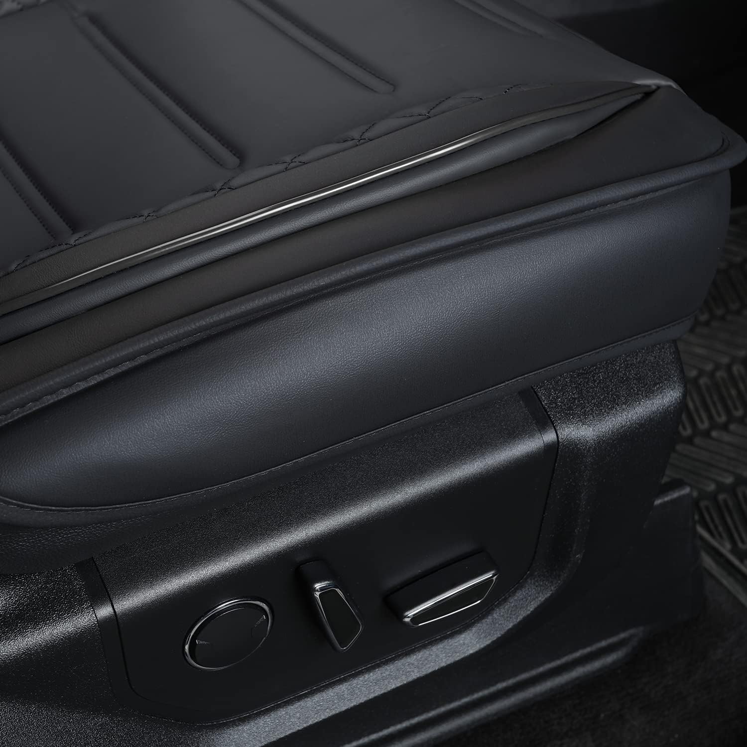 LUCKYMAN CLUB Fundas de asiento de piel sintética F150, aptas para 2015-2023 F150 SuperCrew SuperCab Cab 2017-2023 F250 F350 F450 Super Duty Crew