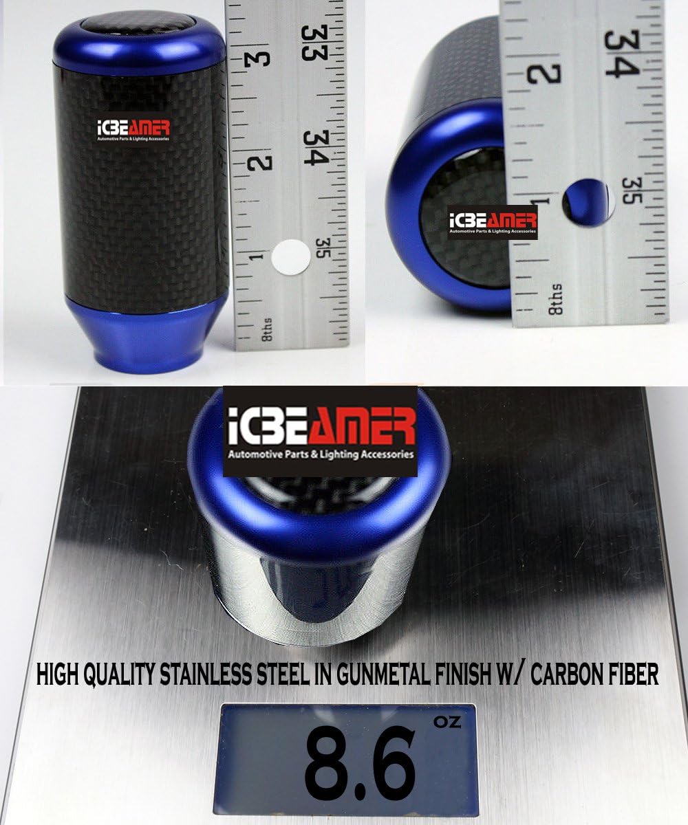 ICBEAMER Drifting JDM Styles – Perilla de palanca de cambios manual de aluminio con fibra de carbono real (5 y 6 velocidades)