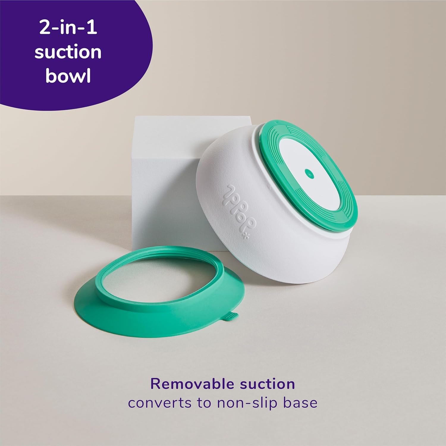 doddl Tazón de succión ergonómico para niños pequeños y bebés, platos ergonómicos para niños de 1 a 3 años, apto para lavavajillas, sin BPA (blanco