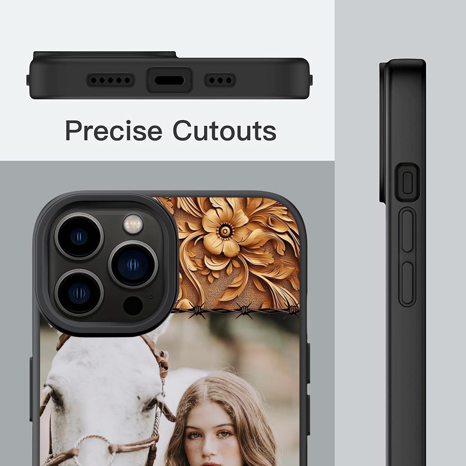 Fundas de madera con nombre de foto de caballo personalizadas para mascotas, compatible con iPhone 14 13 12 11 Pro Max  Samsung Galaxy S23 S22 S21