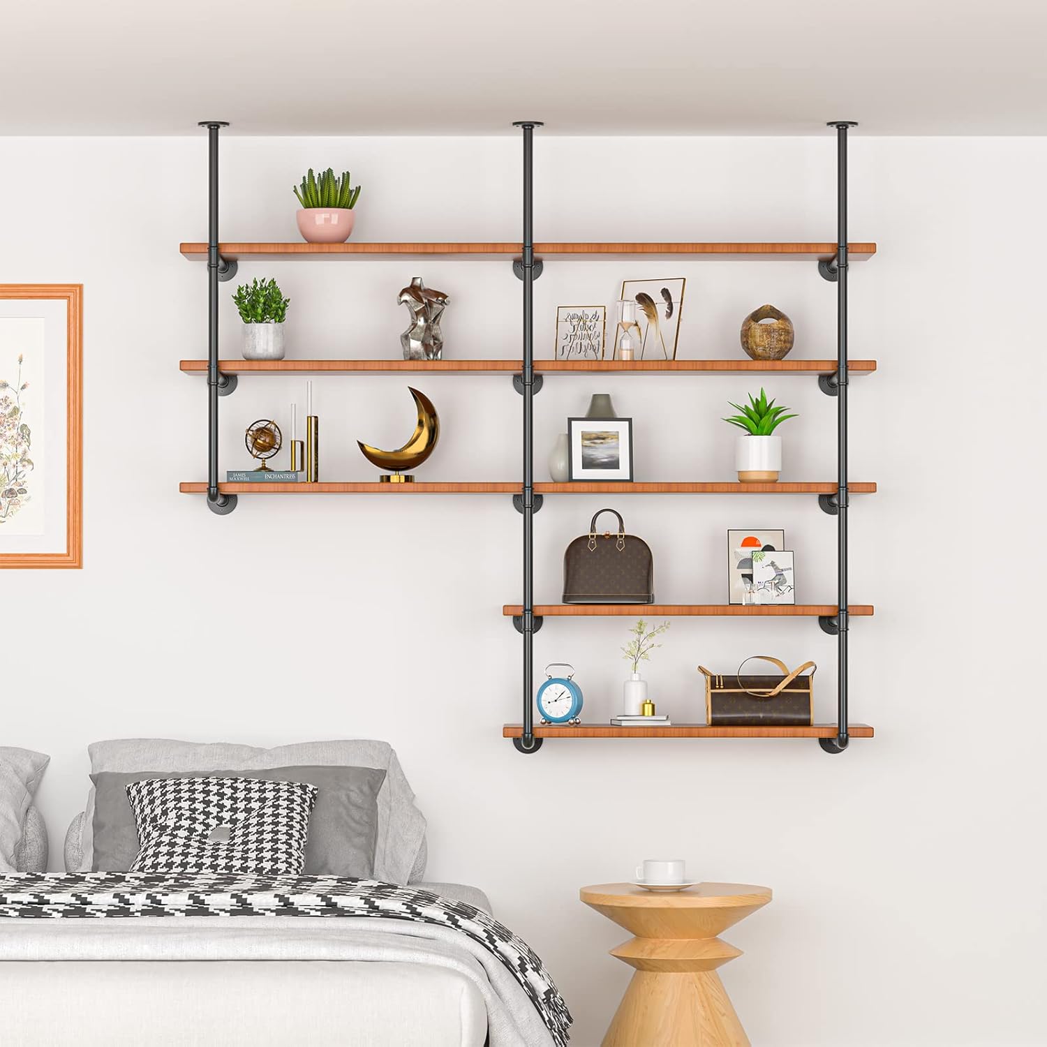 Soportes industriales de tubería de hierro, estantes de tubería de bricolaje montados en la pared para cocina, decoración de sala de estar y