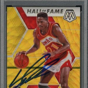 Dominique Wilkins 2019 Panini Mosaic Gold Wave Signed Card #294 Auto PSA Dominique Wilkins 2019 Panini Mosaic Gold Wave Signed Card #294 Auto PSA