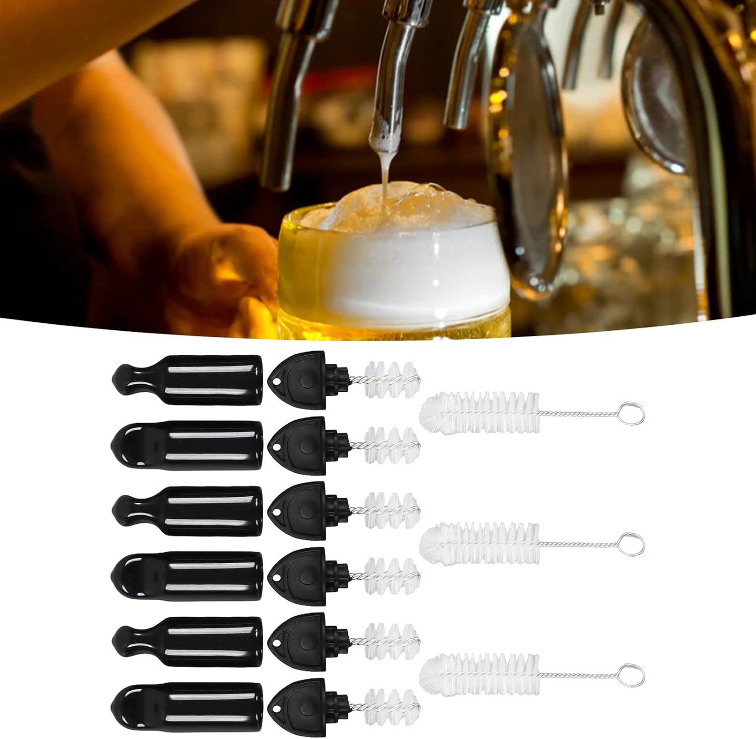 TOPINCN Grifo de cepillos largos para cerveza, barriles de cerveza Kegging para elaborar cerveza Tapón Tapón de cepillo de cepillo de higiene Kit de
