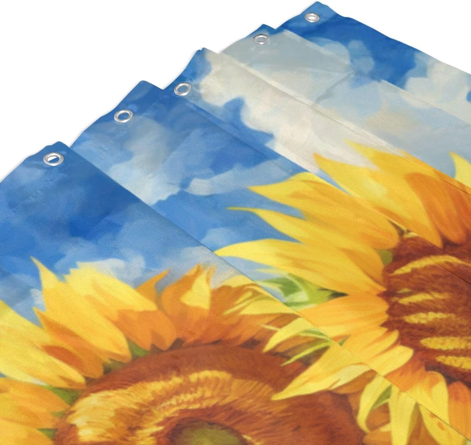 YLATY2314 – Cortina de ducha de girasol para baño, pintura al óleo, hojas verdes, flores, bohemio, tela amarilla abstracta, moderna, impermeable,
