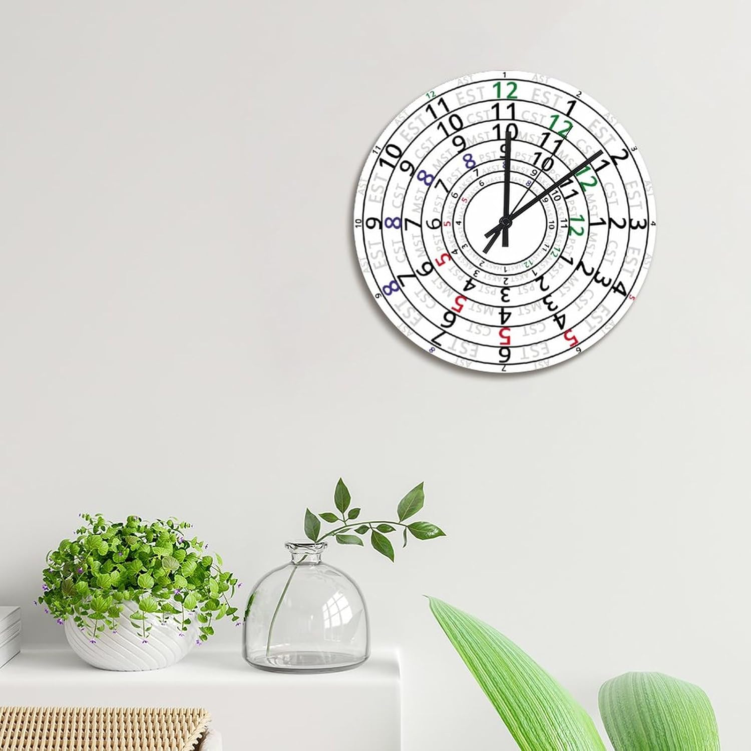 ArogGeld Reloj de pared de zona horaria de 15 pulgadas, redondo, funciona con pilas, silencioso, sin tictac, moderno, para dormitorio, sala de