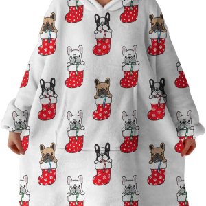 Sleepwish Manta de bulldog de Navidad cómoda para vacaciones de invierno Sleepwish Manta de bulldog de Navidad cómoda para vacaciones de invierno