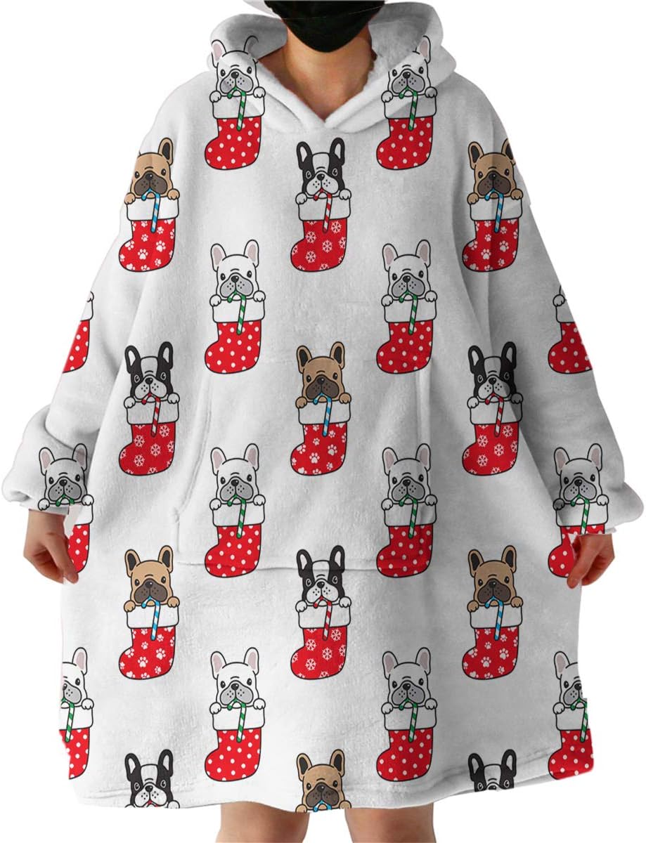 Sleepwish Manta de bulldog de Navidad cómoda para vacaciones de invierno