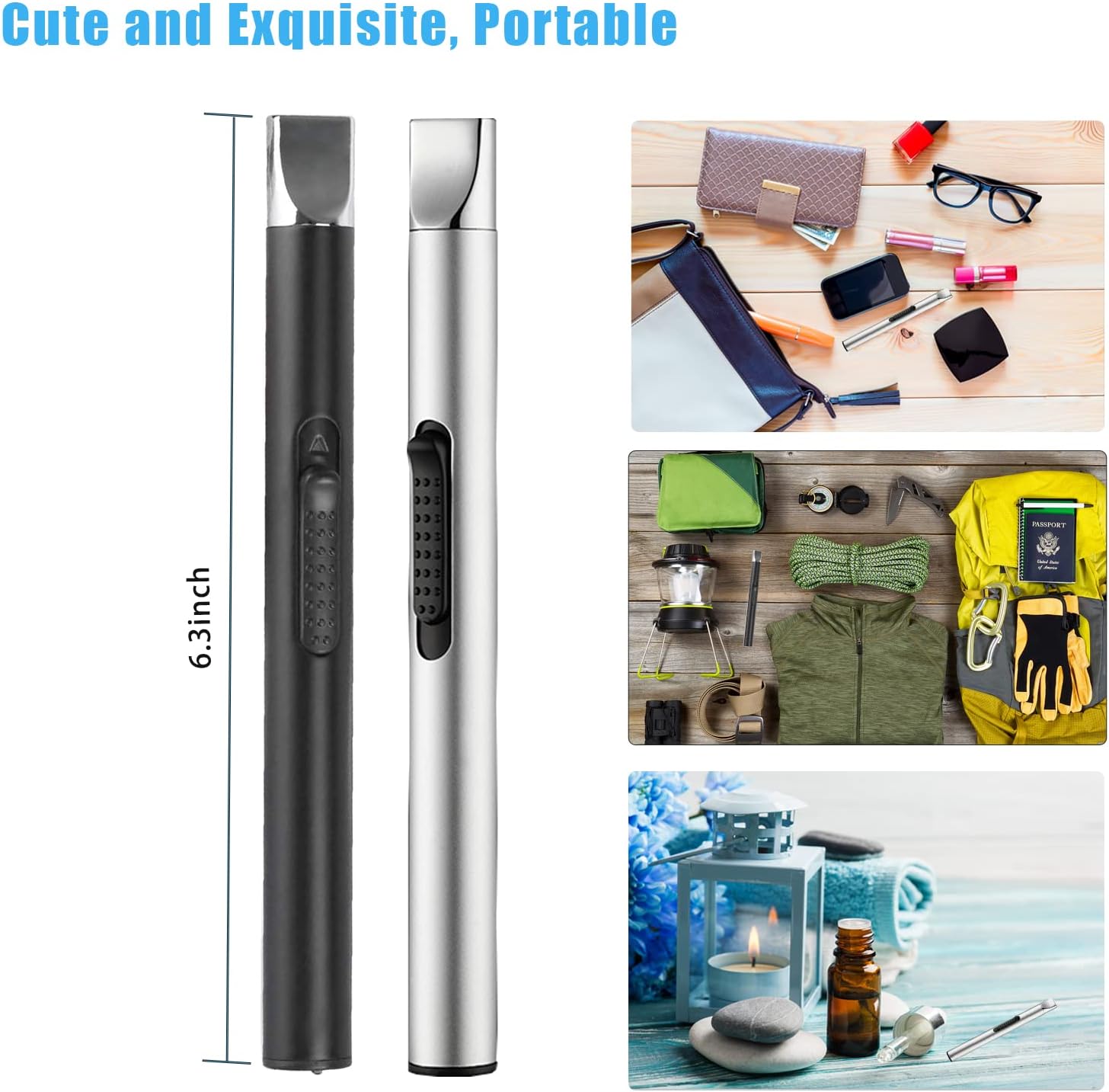 Paquete de 2 encendedores eléctricos, encendedor de velas, resistente al viento, recargable por USB, encendedor electrónico de arco de plasma, más