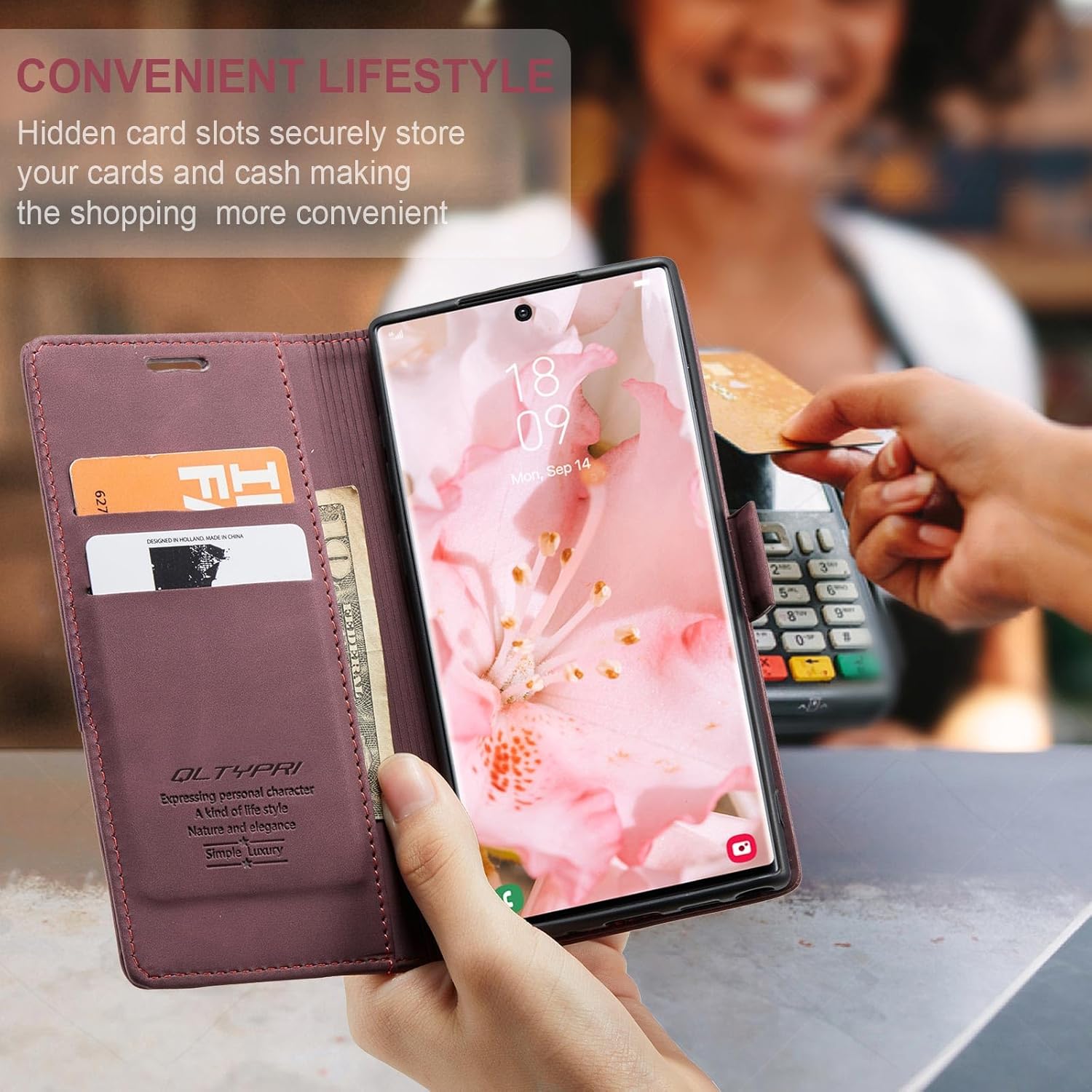 QLTYPRI Para Samsung Galaxy S22 Funda Vintage PU Cuero Billetera Funda TPU Bumper Tarjetas Ranuras Manos Libres Kickstand Cierre Magnético A Prueba