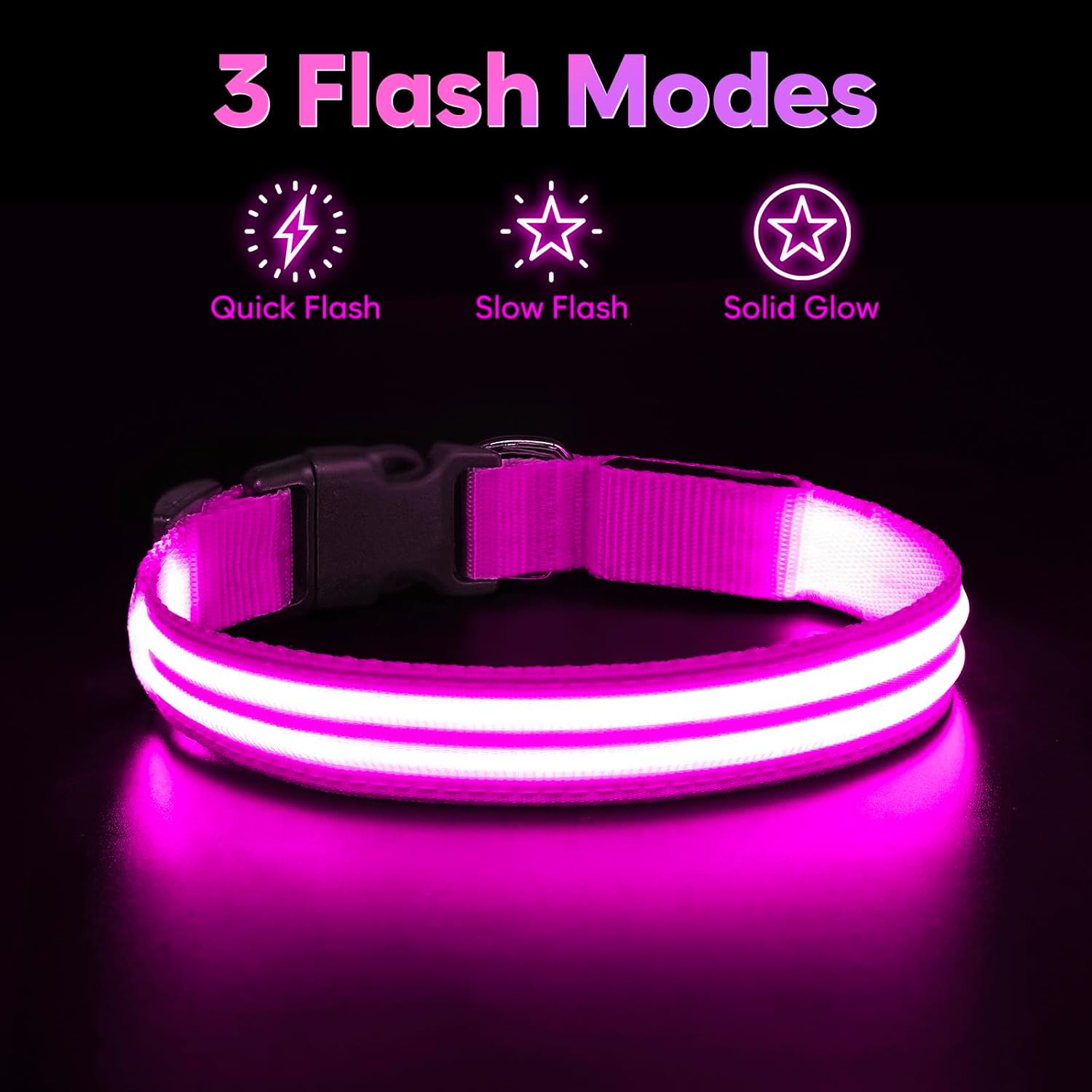 Collares de perro con luz  Collares de perro recargables que brillan en la oscuridad, collar LED ajustable para perro, collar de mascota con luces