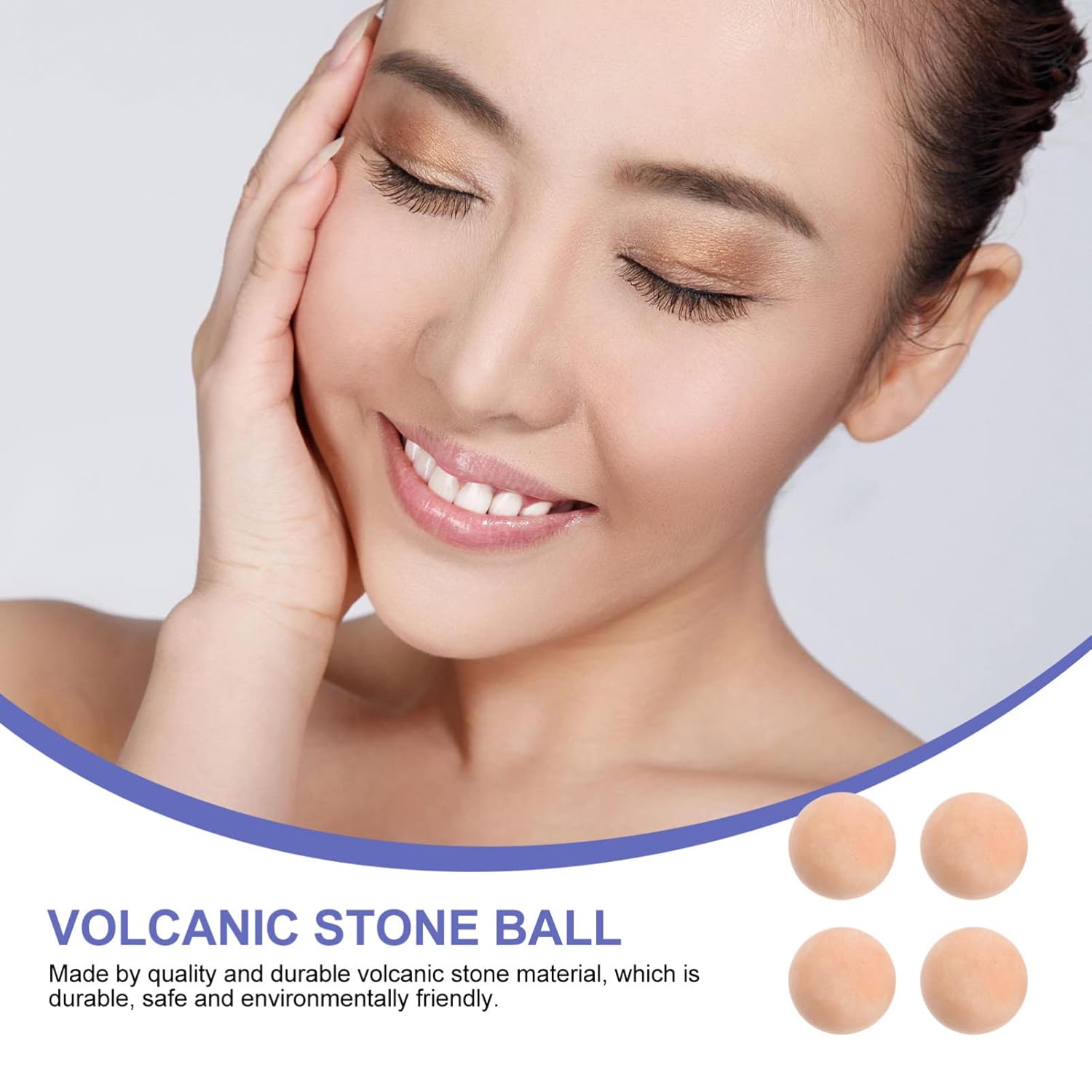 SOLUSTRE Bola de rodillo de piedra volcánica, 4 unidades, bola de piedra volcánica, bola de absorción de aceite facial, bola de reemplazo de aceite