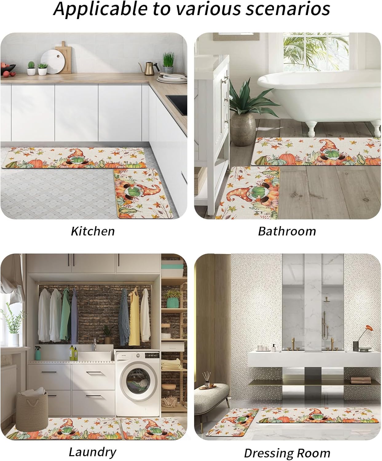 Tapete de baño para tina, antideslizante, de secado rápido y absorbente, de tierra de diatomeas, tapete de cocina, tapete de Acción de Gracias,