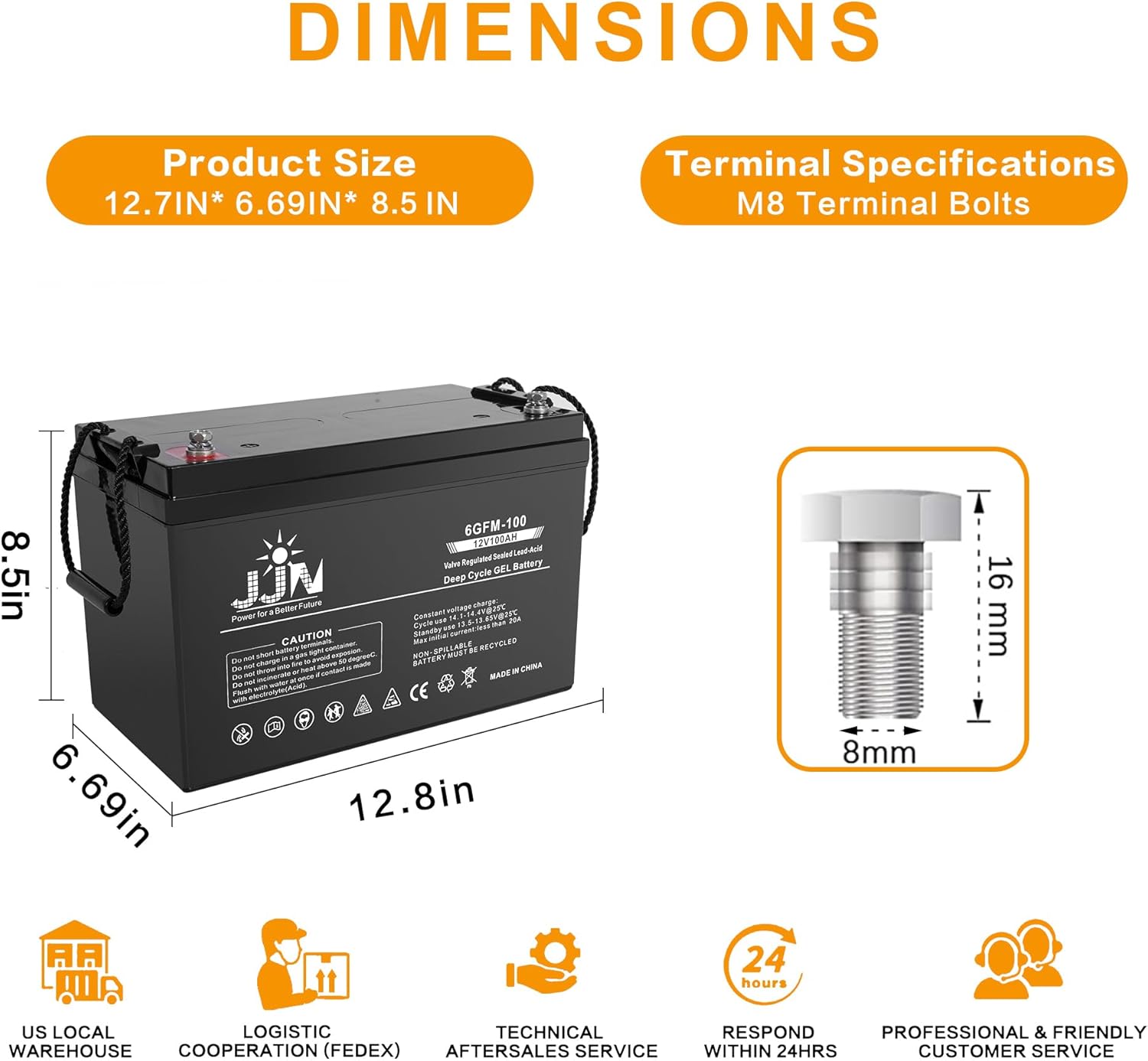 Batería de gel híbrida de ciclo profundo de 12 V 100 AH (paquete de 2) SLA VRLA Baterías automotrices de gel AGM recargables para viento solar, RV