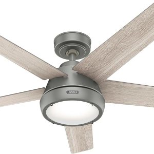 Hunter Fan Company 52423 Burroughs Ventilador de techo, 52 pulgadas, plateado mate Hunter Fan Company 52423 Burroughs Ventilador de techo, 52 pulgadas, plateado mate