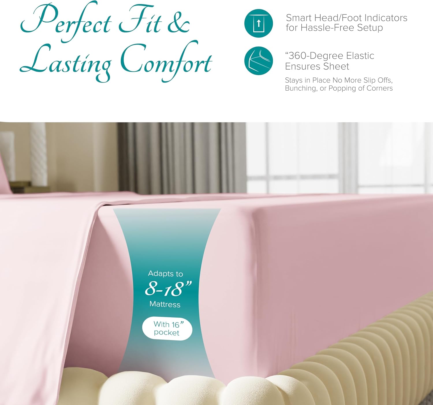 Carressa Linen Sábana bajera ajustable 100% algodón tamaño individual  Sábana bajera de 800 hilos de algodón lujosamente suave, duradera,