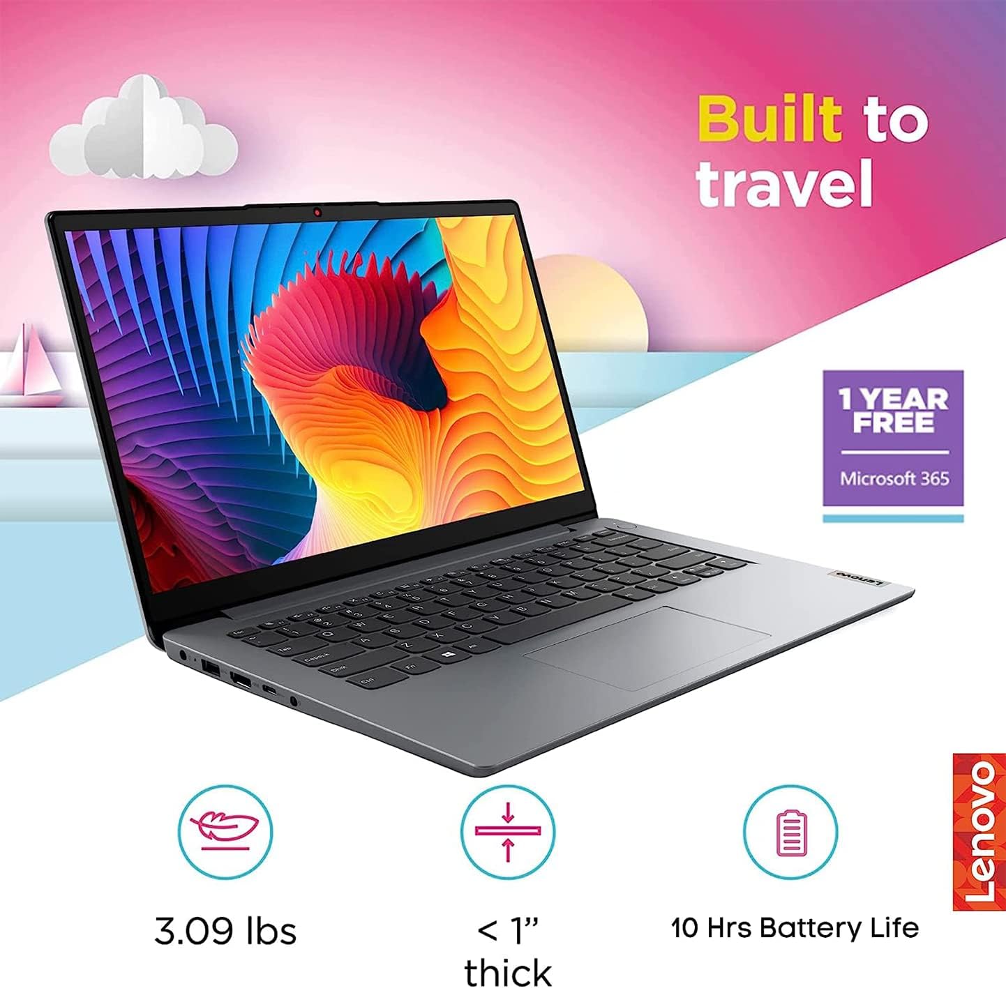 LENOVO Ideapad 1i – Laptop HD de 14.0 pulgadas, procesador Intel Pentium Silver N5030, 4 GB de RAM, SSD de 1 TB, gráficos Intel HD, cámara web HD,