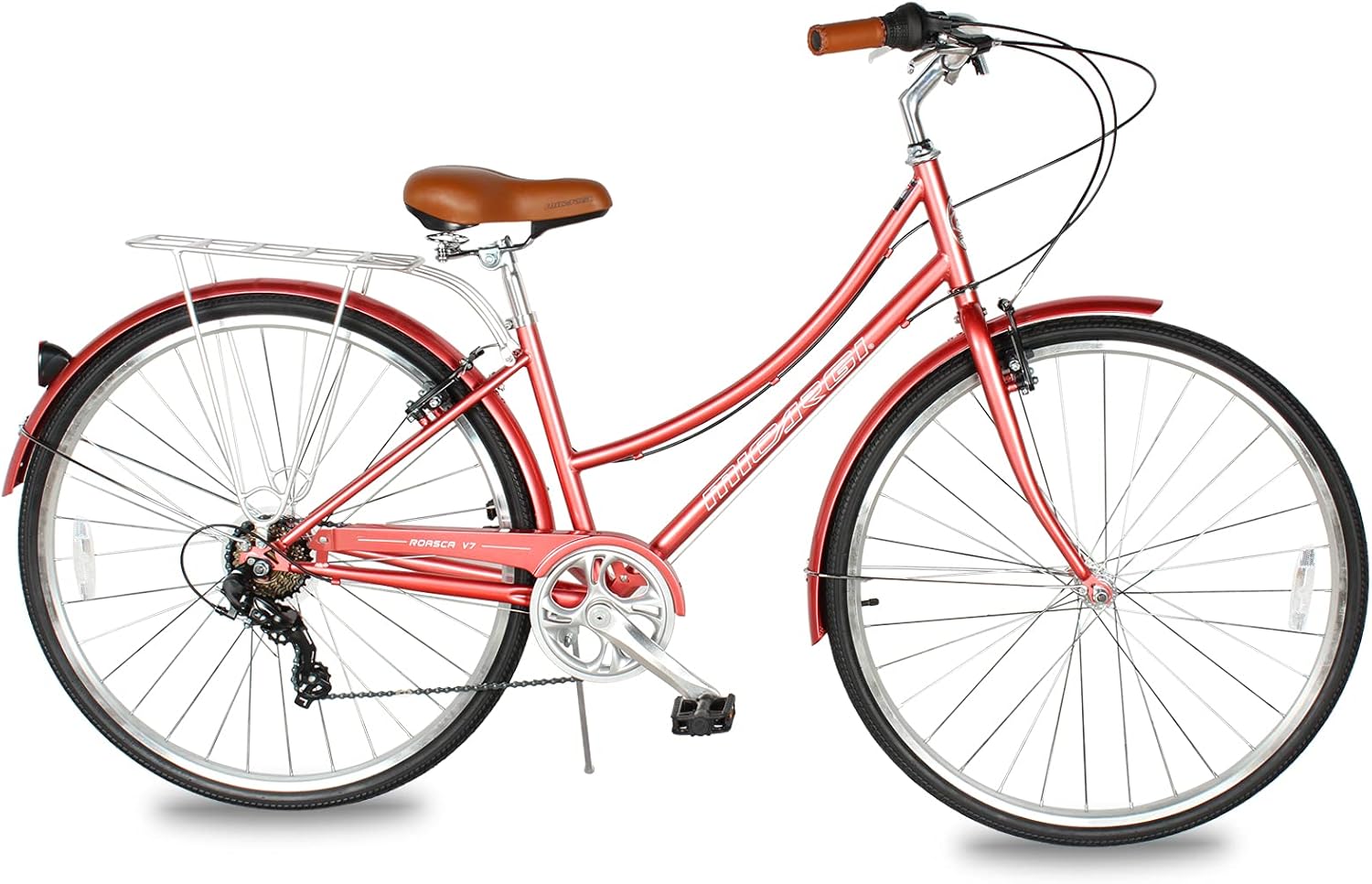 MICARGI Bicicleta híbrida de 2426 pulgadas para adultos, bicicleta híbrida de ciudad de 17 velocidades, marco de acero, bicicleta de viaje para