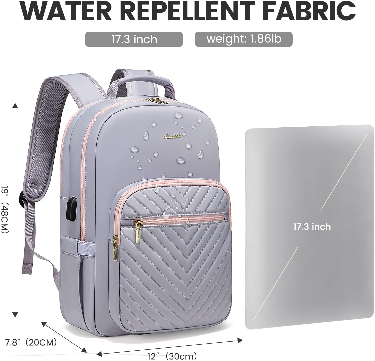 LOVEVOOK Mochila para laptop de 17.3 pulgadas para mujer, bonita mochila de viaje para mujer, bolsa profesional para computadora portátil,