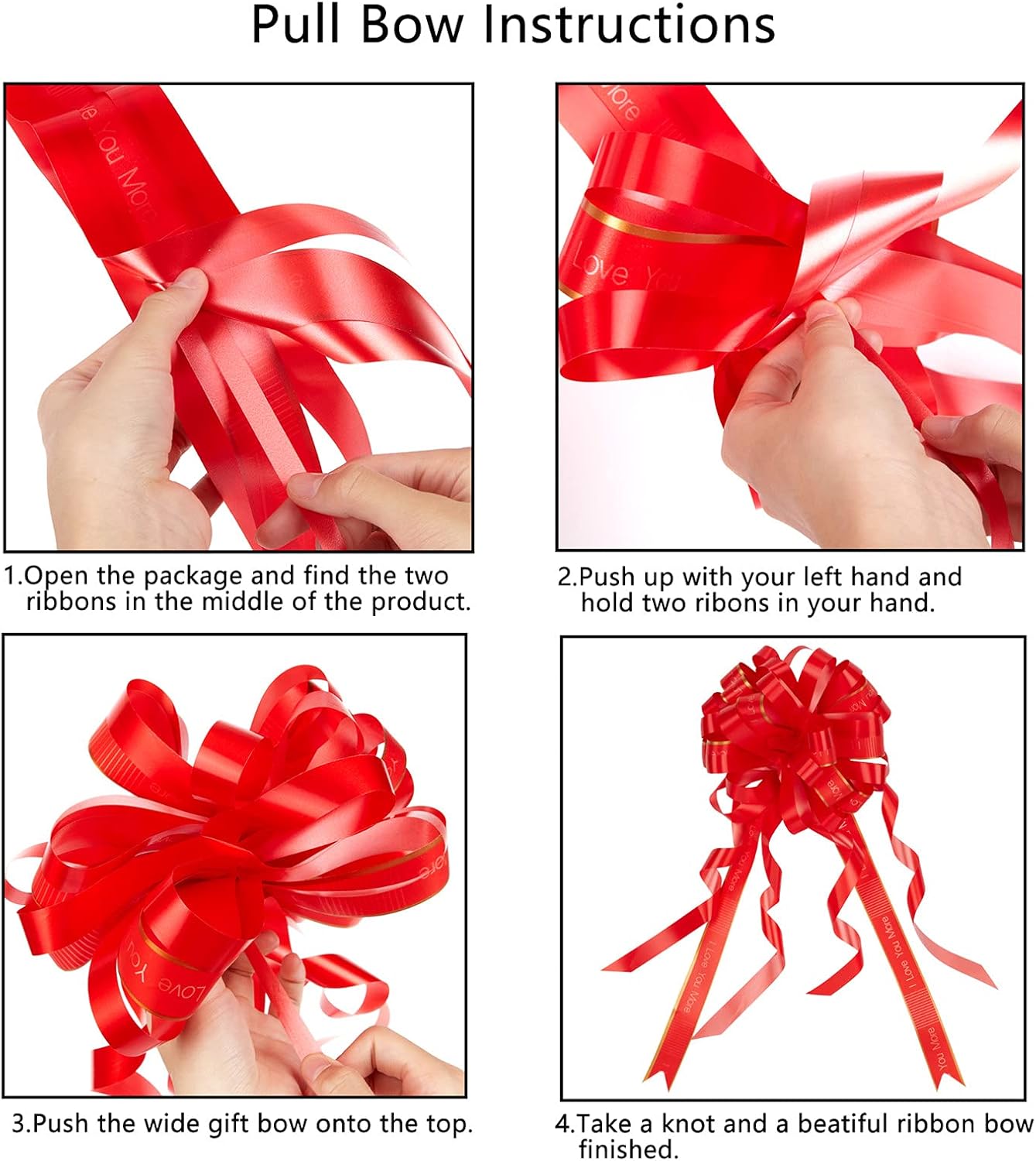 Lazos de regalo grandes para regalo de Navidad, lazos y cintas para canasta de regalo, A1-10 unidades, oro rojo