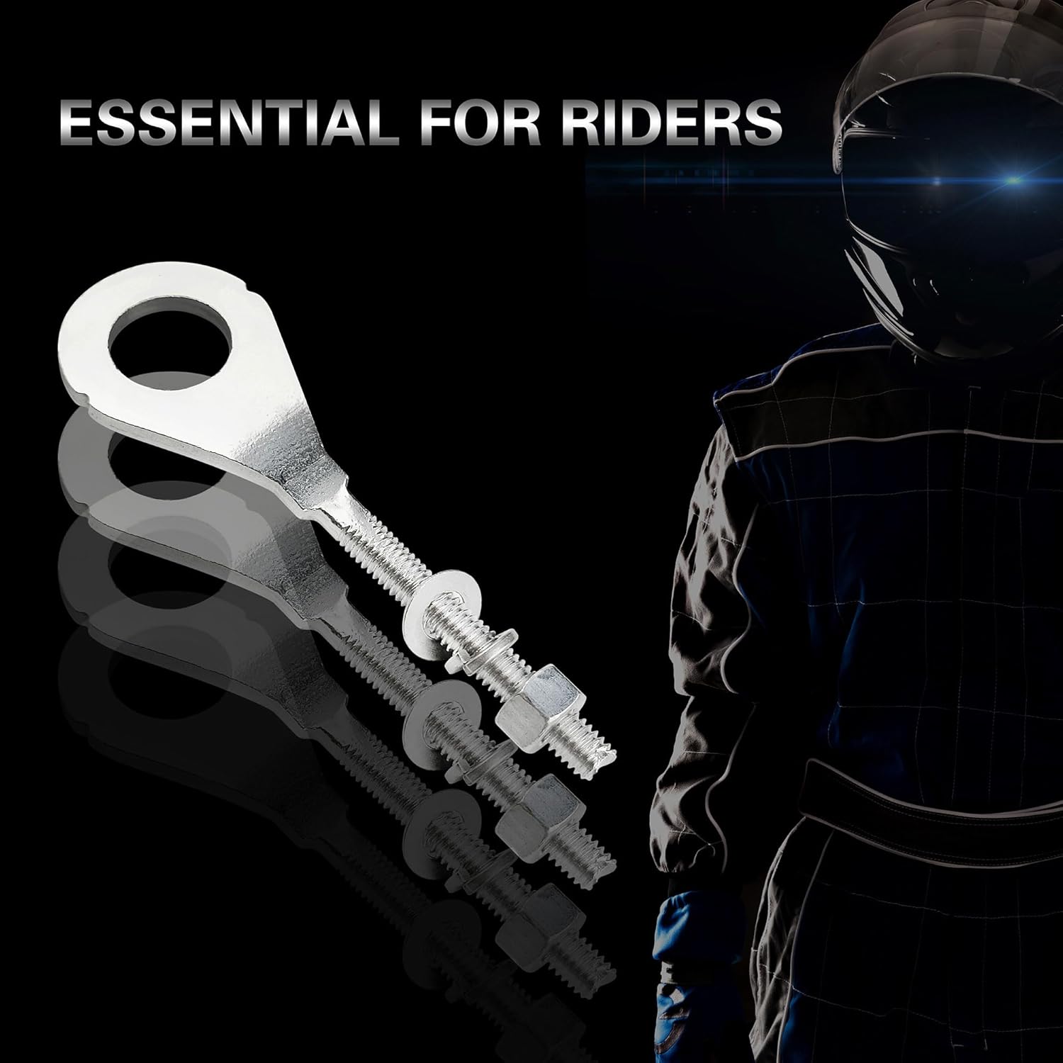 Ajustador de eje tensor de cadena, 4 unidades de 0.59 pulgadas (0.591 in), tensor de eje de cadena de bicicleta, compatible con motocicletas de 50