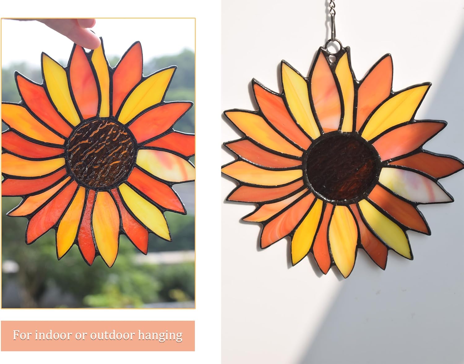 Lolitarcrafts Atrapasoles de girasol, regalos de flores de sol, colgantes de vidrieras para mamá, abuela