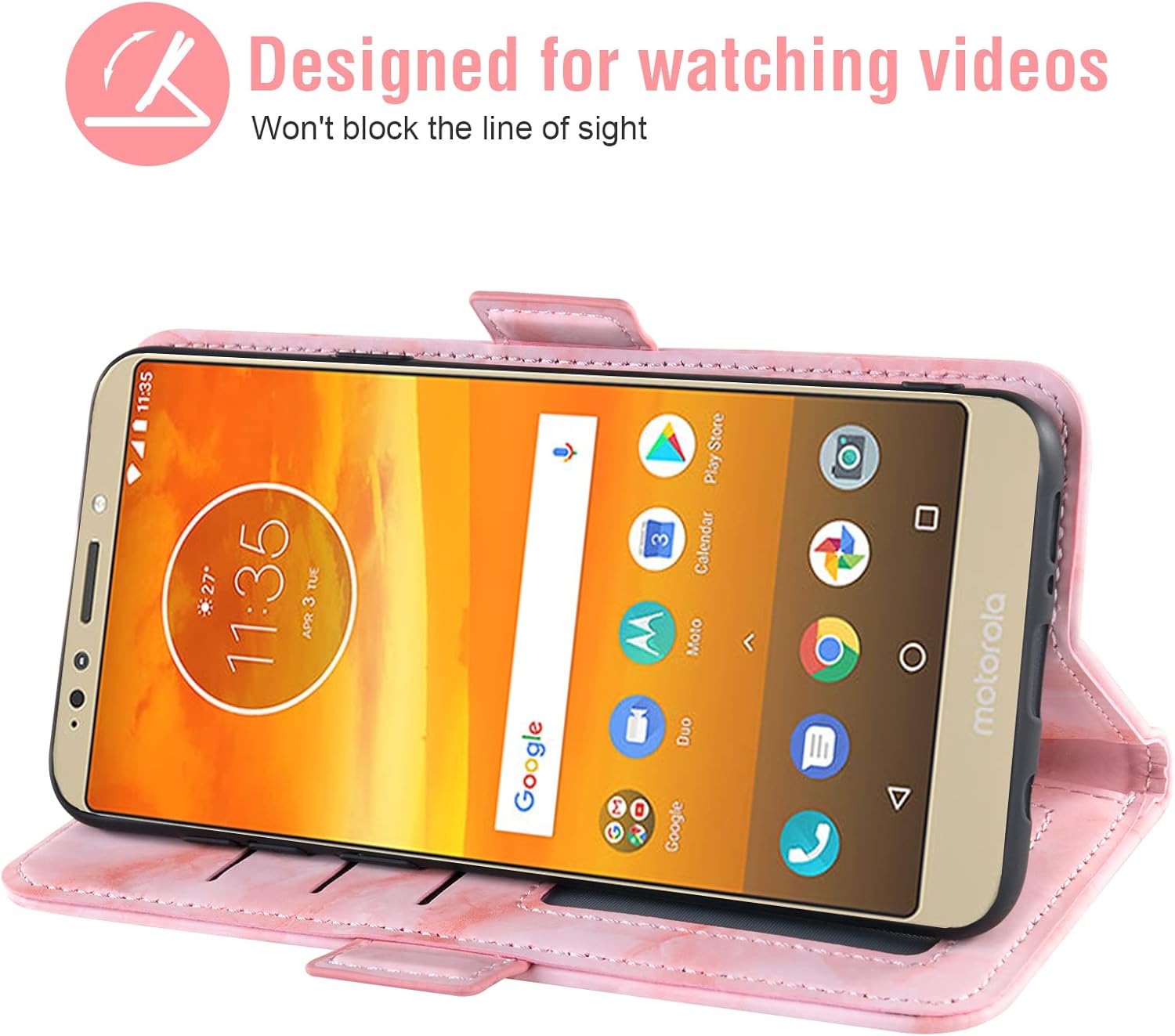 Asuwish Funda compatible con Moto E5 Plus E 5 Supra y protector de pantalla de vidrio templado, soporte para tarjeta celular, soporte para tarjeta,