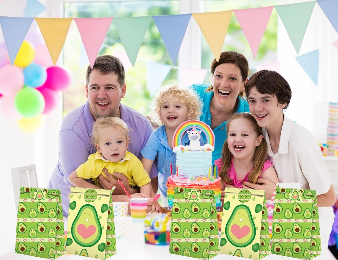 XGELUL Bolsas de dulces de aguacate con calcomanías, bolsas de regalo de aguacate, suministros para fiestas de cumpleaños con temática de aguacate