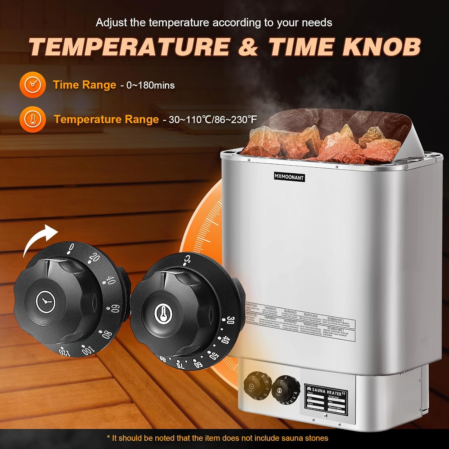 Mxmoonant Calentador de sauna, 6 KW 220 V, calentadores eléctricos de sauna, estufa de vapor seco, baño de sauna para el hogar, hotel, spa, máx. 300